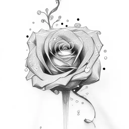 Anime girl with rose flower  tattoo design idea