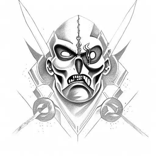 Kratos fighting Doom Guy tattoo design idea