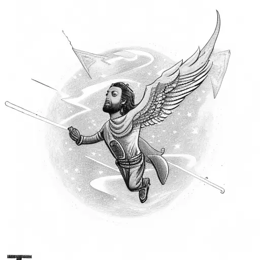 Icarus soaring through a galaxy filled with snakes tattoo design idea