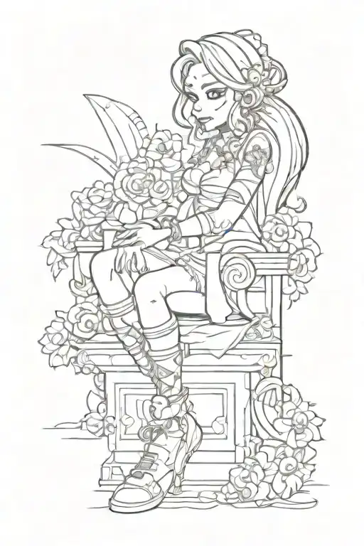 Tattoo knee framing in cartoon style tattoo design idea