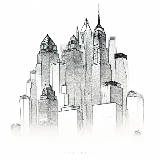 New York City skyline combined with mountains tattoo design idea