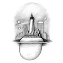 New York city skyline, the egg from Albany, NY, the Jupiter lighthouse, the catskill mountains tattoo design idea