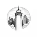 New York city skyline, the egg from Albany, NY, the Jupiter lighthouse, the catskill mountains tattoo design idea