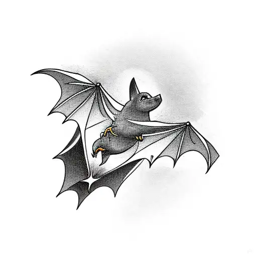 A bat flying over a cityscape made of programming code tattoo design idea
