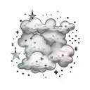 Clouds with stars and hearts tattoo design idea