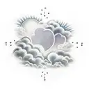 Clouds with stars and hearts tattoo design idea