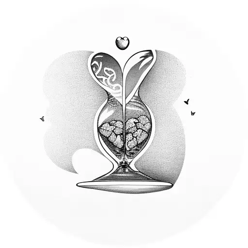  hourglass with brain a garden and heart with butterfly tattoo design idea