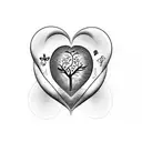  hourglass with brain a garden and heart with butterfly tattoo design idea