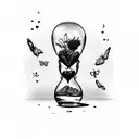  hourglass with brain a garden and heart with butterfly tattoo design idea