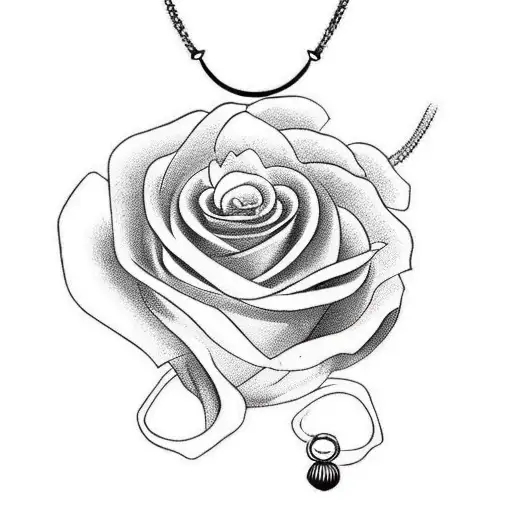 Red and black rose with bondage chains  tattoo design idea