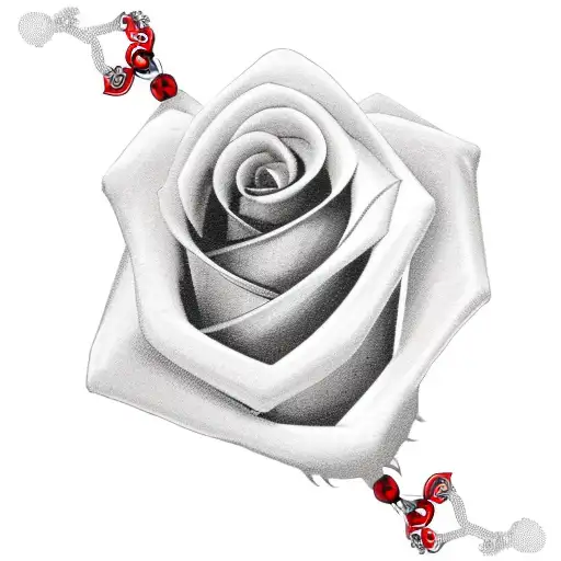 Red and black rose with bondage chains  tattoo design idea