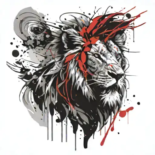 angry lion head tattoo design idea