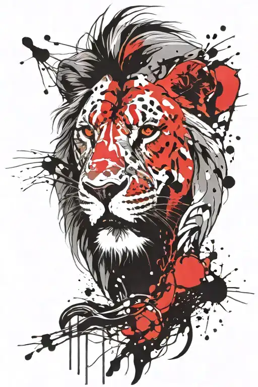angry lion head tattoo design idea