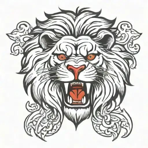 angry lion face tattoo design idea