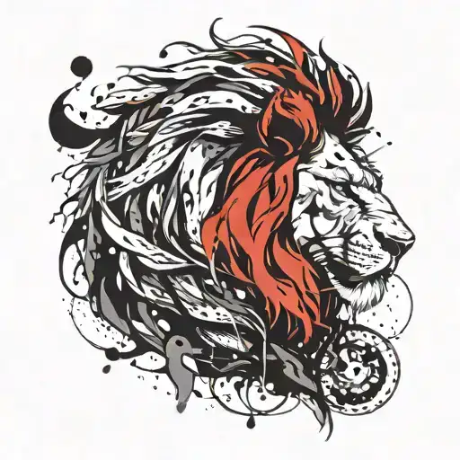 angry lion head And I roll tattoo design idea