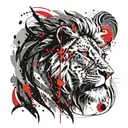 angry lion face tattoo design idea