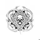 Skull in the middle of celtic star of chaos tattoo design idea