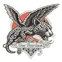 American trad panther with wings. "this all was" above and "only wishful thinking" underneath tattoo design idea