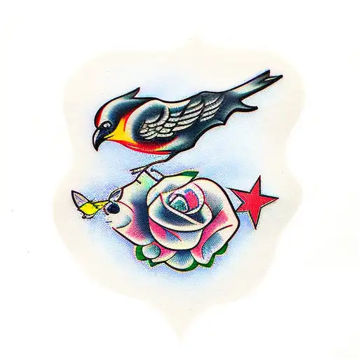 black bird tattoo design idea