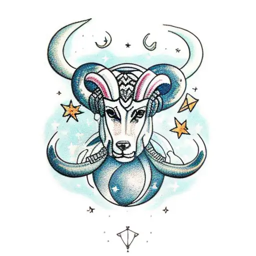 Aries constellation merged with fashion elements tattoo design idea