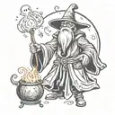 evil wizard casting a spell tattoo design idea