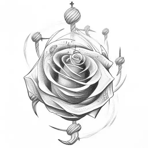 triceps tattoo rose of the winds with anchor at the bottom tattoo design idea