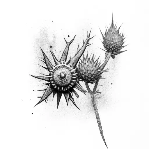 rainbow teddy thistle tattoo design idea