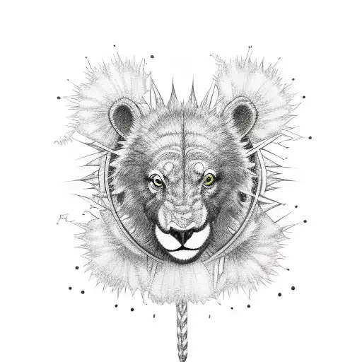 rainbow teddy thistle tattoo design idea