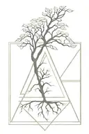 upside down triangle with a tree tattoo design idea