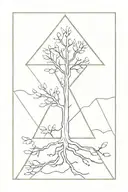 upside down triangle with a tree tattoo design idea