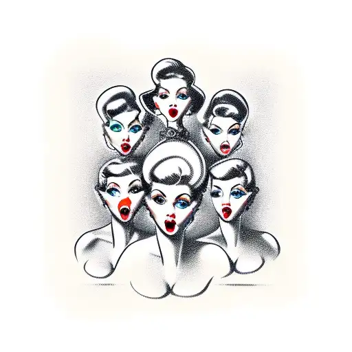 4 pinup girls see hear and speak no evil tattoo design idea
