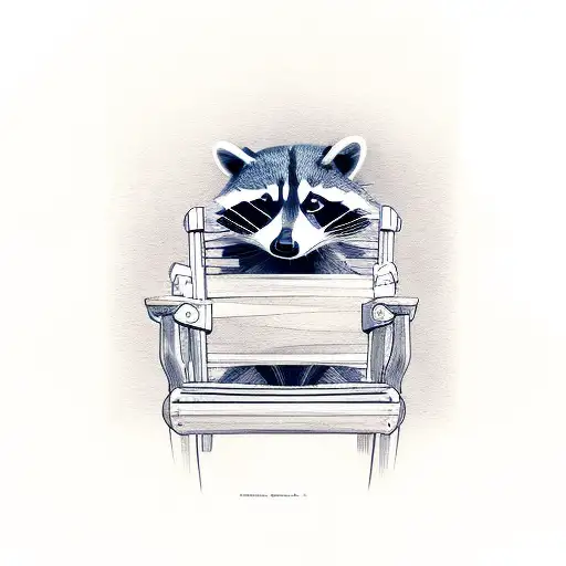  raccoon in a rocking chair tattoo design idea