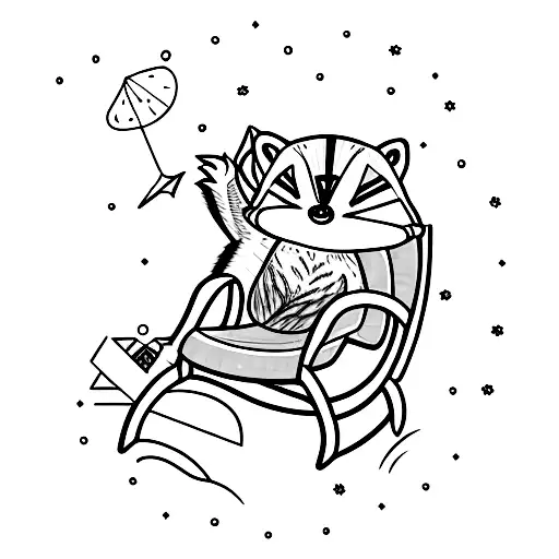  raccoon in a rocking chair tattoo design idea