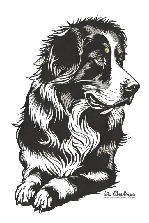Bernese mountain dog breed tattoo design idea
