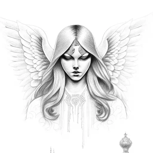 Faceless angel tattoo design idea