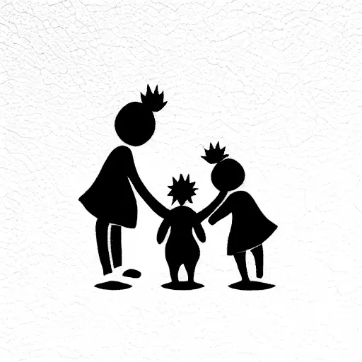 grandma with two grandson facing backward tattoo design idea