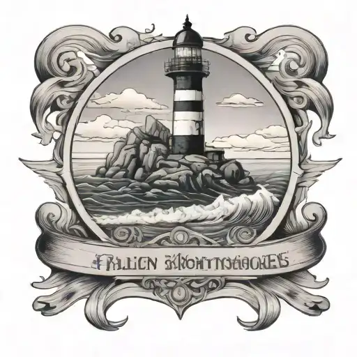 lighthouse with the quote "A fallen lighthouse is more dangerous than a reef."  tattoo design idea