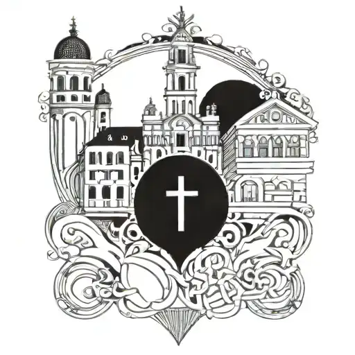 Combine elements of Croatian architecture with Christian symbols in a unique design tattoo design idea