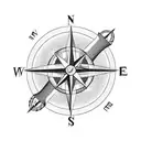 compass with mountains and lighthouse tattoo design idea