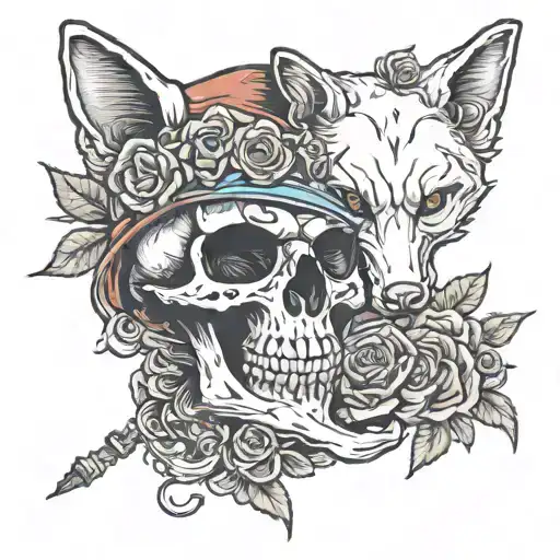 canon and fox and skull and tabasco hot tattoo design idea