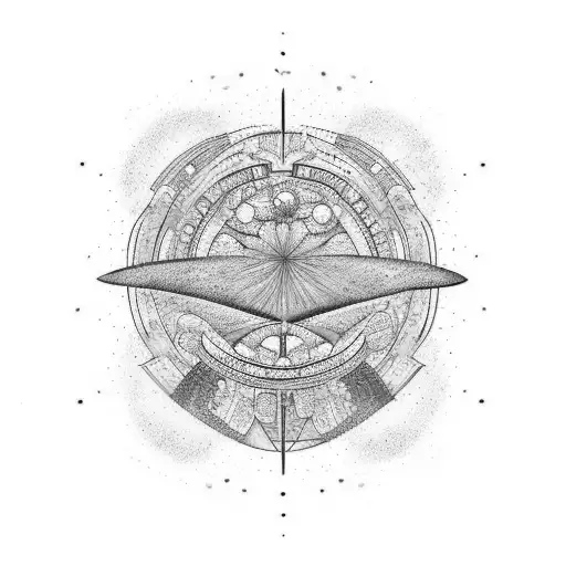 Universo y naturaleza en forma vertical con combinación de simbologías  tattoo design idea