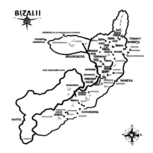 map of Brazil with animals tattoo design idea