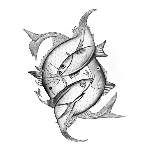 libra star sign with 2 fish tattoo design idea
