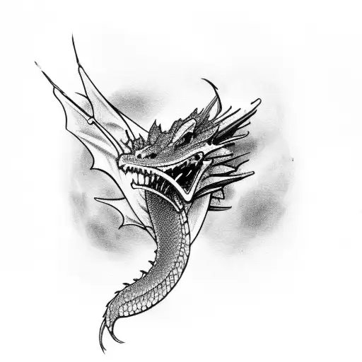 A dragon rising from my back and resting its head on my shoulder tattoo design idea
