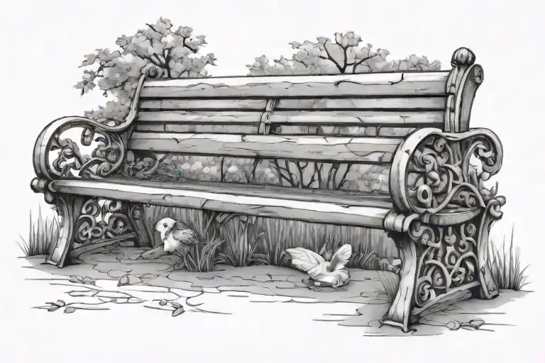 park bench tattoo design idea