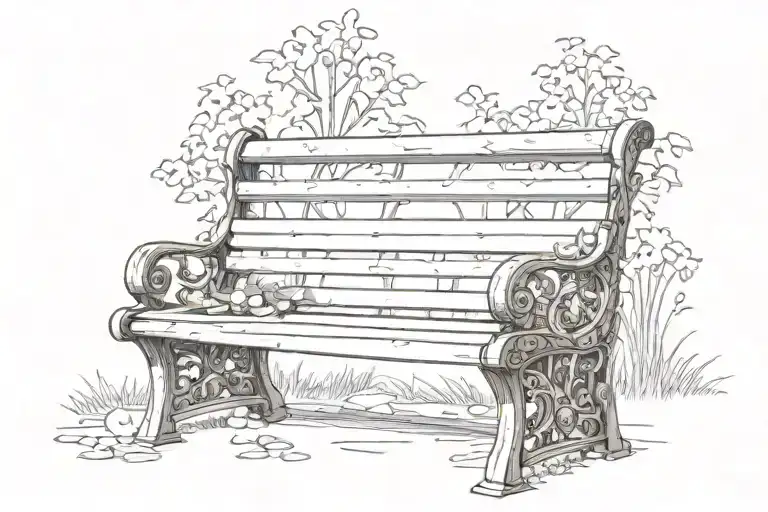 park bench tattoo design idea