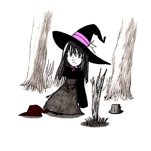 witch with a hat  tattoo design idea