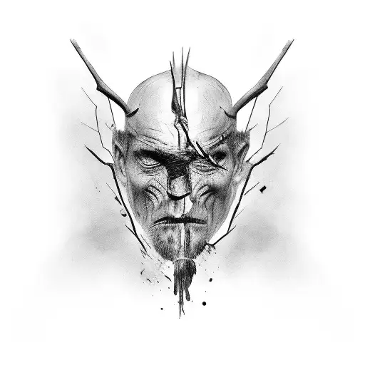 Broken man tattoo design idea