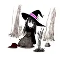 witch with a hat  tattoo design idea