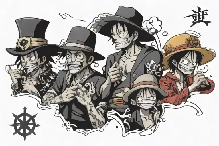 luffy sabo and ace one piece tattoo design idea
